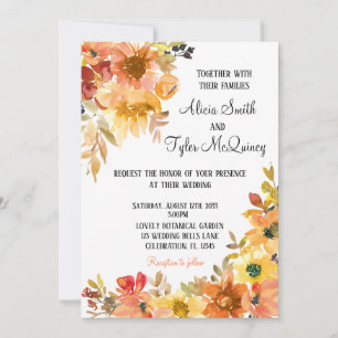 Invitation Automne Automne Aquarelle Florale Simpliste Mariag
