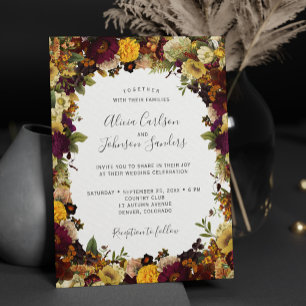 Invitation Automne automne bourgogne floral rustique chic mar