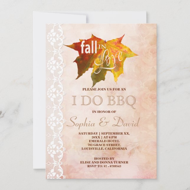 Invitation Automne automne dans l'amour Mariage I DO BBQ (Devant)