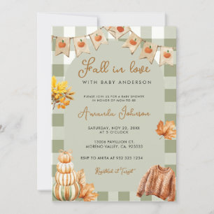 Invitation Automne automne en amour Baby shower Citrouille