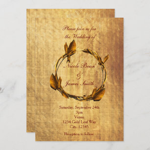Invitation Automne Automne Faux Gold Leaf & Stick Wreath Mari