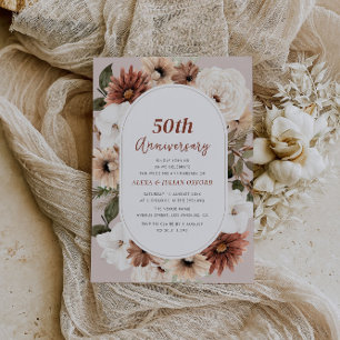 Invitation automne automne fleurs 50e anniversaire mariage