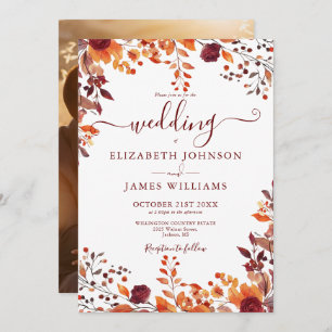 Invitation Automne Automne Floral Feuille Mariage photo