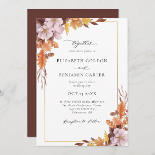 Invitation Automne Automne Floral Mariage Élégant Foliage Scr