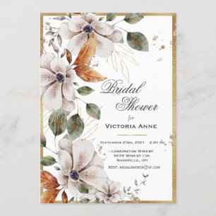 Invitation Automne Automne Gold Aquarelle Fête des mariées Fl