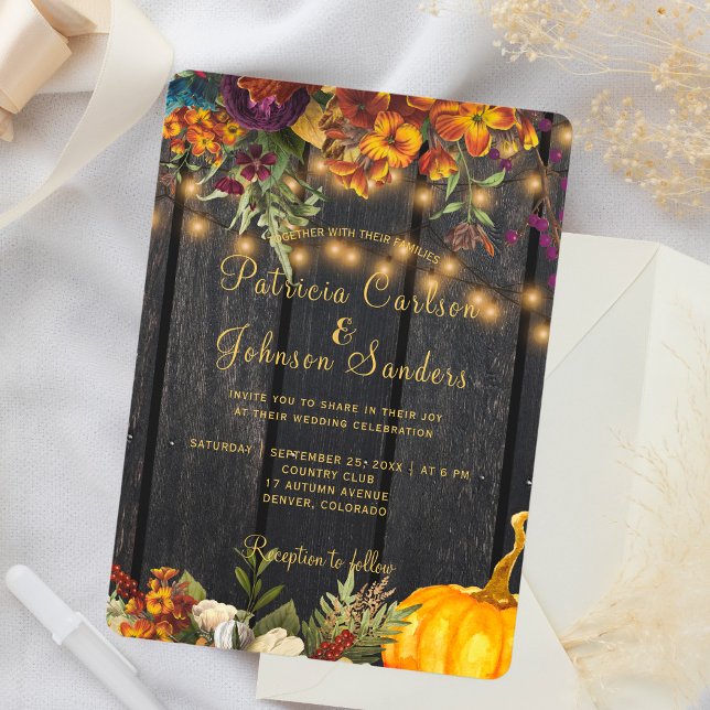 Invitation Automne automne grange rustique bois mariage (Créateur téléchargé)