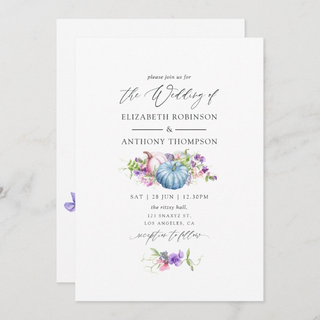 Invitation Automne - Automne Mariage floral (Devant / Derrière)