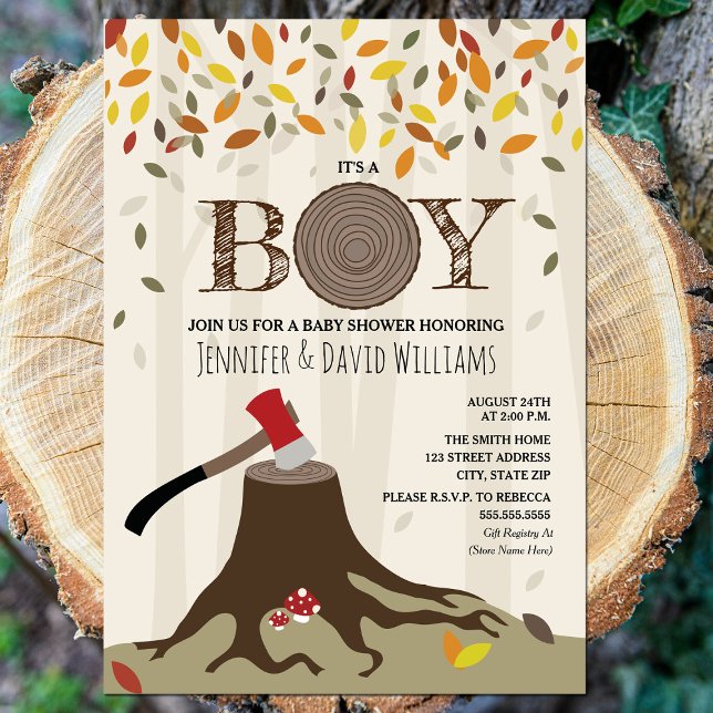 Invitation Automne Baby shower Automne Boy Lumberjack Douche (Créateur téléchargé)