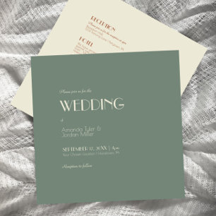 Invitation Automne Boho Déco Sage Vert Carré Tous un Mariage