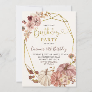 Invitation Automne Boho géométrique Floral Citrouille fête d'