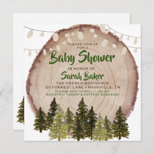 Invitation Automne Bois Rustique Baby shower en tranches de b