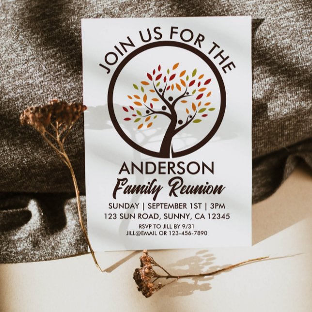 Invitation Automne Brown Famille Réunion Arbre famille Feuill (Créateur téléchargé)