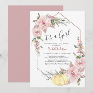 Invitation Automne C'est une fille Citrouille Baby shower Inv