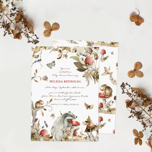 Invitation Automne Champignon   Baby Shower Forêt de Bois