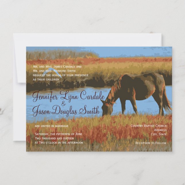 Invitation Automne Cheval Rustique Mariages campagnards Invit (Devant)
