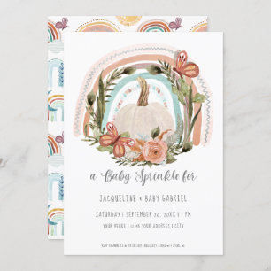 Invitation Automne Citrouille Arc-en-ciel Mustard bleu Blush