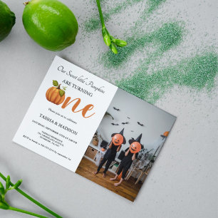 Invitation Automne citrouille automne Twins premier anniversa
