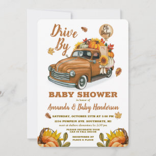 Invitation Automne Citrouille Drive Par Baby shower Invitatio