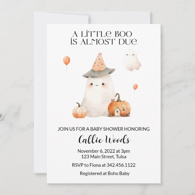 Invitation Automne Citrouille Fantôme  Baby shower (Devant)