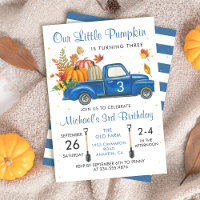 Automne Citrouille Feuille Bleu Camion Automne Ann