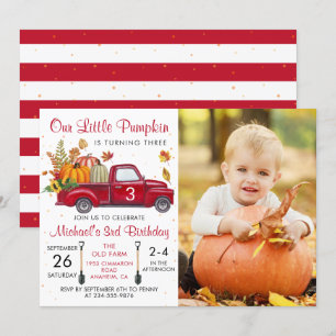 Invitation Automne Citrouille Feuille Camion Rouge Photo Anni