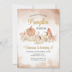 Invitation Automne Citrouille Patch Anniversaire Boho Floral 