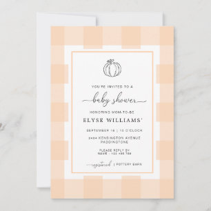Invitation Automne Citrouille Peach En vichy Baby shower Invi