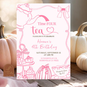 Invitation Automne Citrouille PINK Scribble main tiré temps q