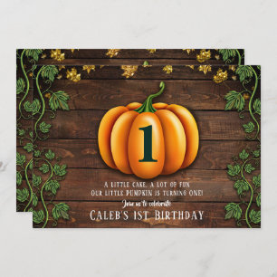 Invitation Automne Citrouille Rustic Green et Gold Ivy Annive