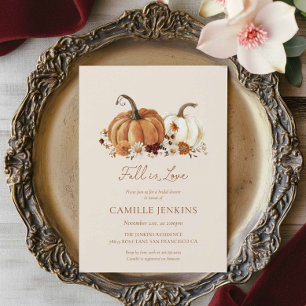 Invitation Automne Citrouille Rustique Florale Fête des marié