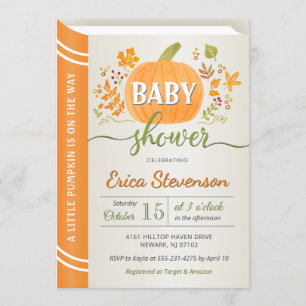 Invitation Automne Citrouille Storybook Neutral Baby shower