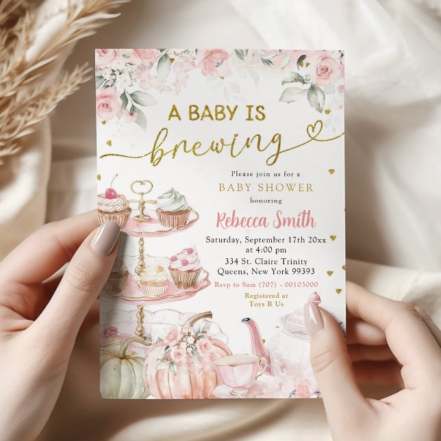 Invitation Automne Citrouille Tea Party Baby brasse Baby show (Créateur téléchargé)