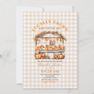 Invitation Automne Cultivé localement En vichy Baby shower du