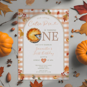 Invitation Automne Cutie Pie Rustique Orange En vichy 1er ann