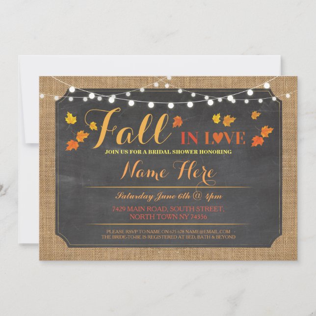 Invitation Automne de partie de Fête de la mariée dans (Devant)