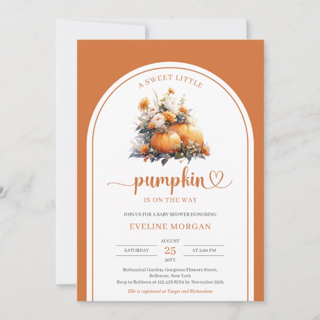 Invitation Automne en terre cuite fleurs arch fille Un petit  (Devant)