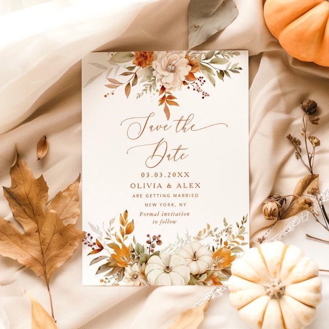 Invitation Automne en terre cuite Mariage Enregistrer la date (Créateur téléchargé)
