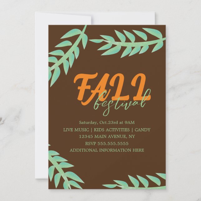 Invitation Automne Festival d'automne Circulaire vert (Devant)