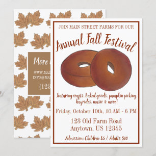 Invitation Automne Festival Pomme cidre Donut Maple Leaf Cand