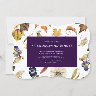 Invitation automne feuillage violet amis dîner d'action