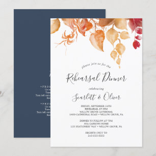 Invitation Automne Feuilles Blanches avec Directions Dîner de