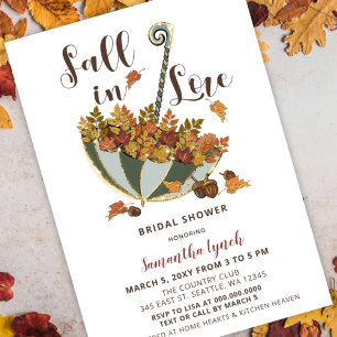 Invitation Automne Feuilles Parapluie Chute en Amour Fête des
