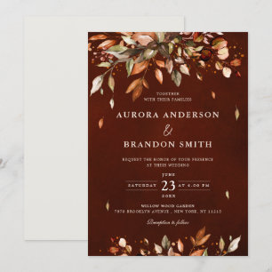 Invitation Automne Feuilles Russe Pays Boho Mariage