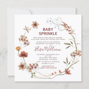 Invitation Automne Fleur sauvage Aquarelle Bébé saupoudrer