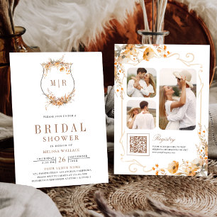 Invitation Automne Fleur sauvage Crest Crest QR Code Fête des