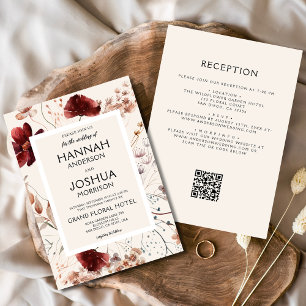 Invitation Automne Fleur sauvage Floral Boho QR Code Mariage