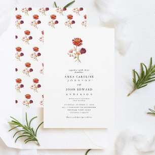 Invitation Automne Fleur sauvage Plaine Simple Floral Mariage