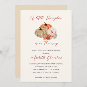 Invitation Automne Fleurs Citrouilles Baby shower élégant