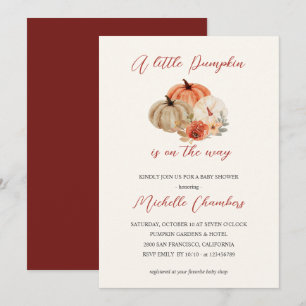 Invitation Automne Fleurs Citrouilles Baby shower élégant