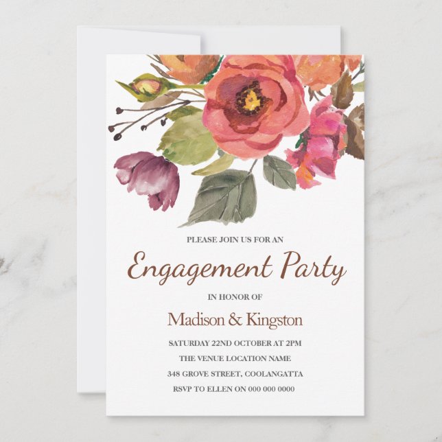 Invitation Automne Fleurs d'automne Engagement Fête Invitatio (Devant)
